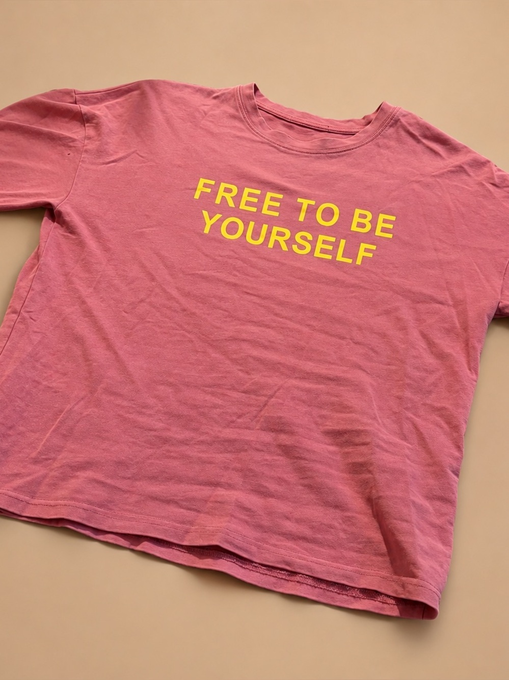 Woman Pink Shirt with Yellow Print